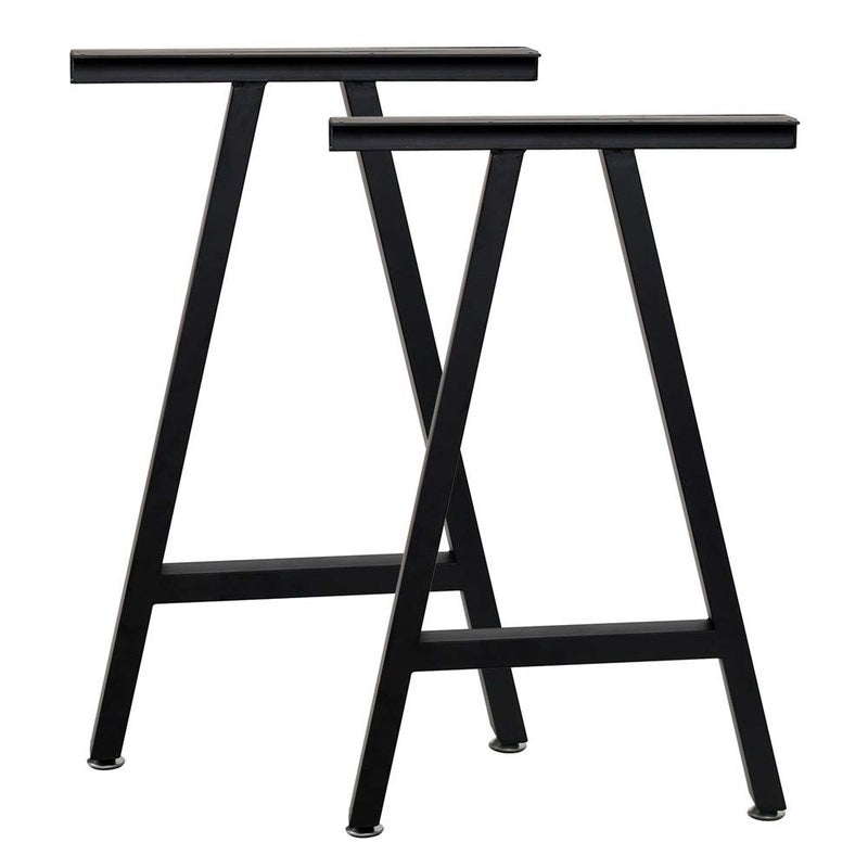 TIEOU Metal Legs for Table A Shape 28" H Tall Industrial Black Table Legs Heavy Duty Metal Desk Legs Set of 2(Without Boards) - Image 2